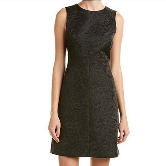 Theory-Raneid Aster Jacquard Mini Black Dress-Size 8 - Picture 1 of 17